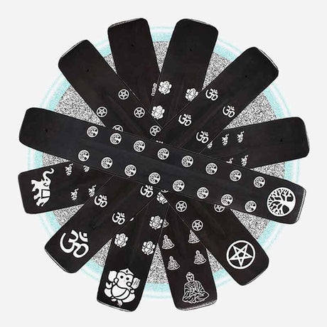 The Fashion Gift Shop: Black Gothic Incense Stick Holder, Ash Catcher Wooden, 6 Styles by Spirit of equinox, Incense Holders