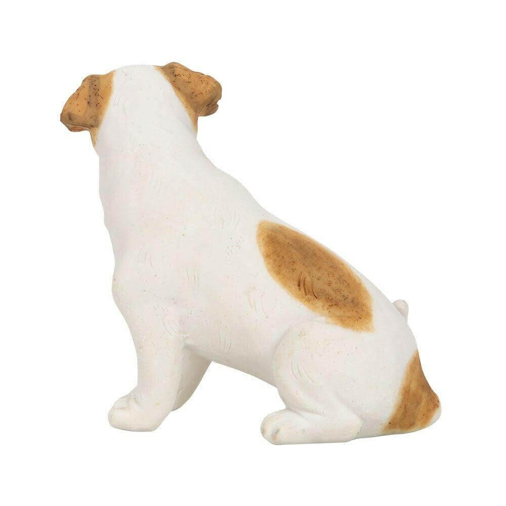 Jack Russell Terrier dog ornament figurine, white with tan markings