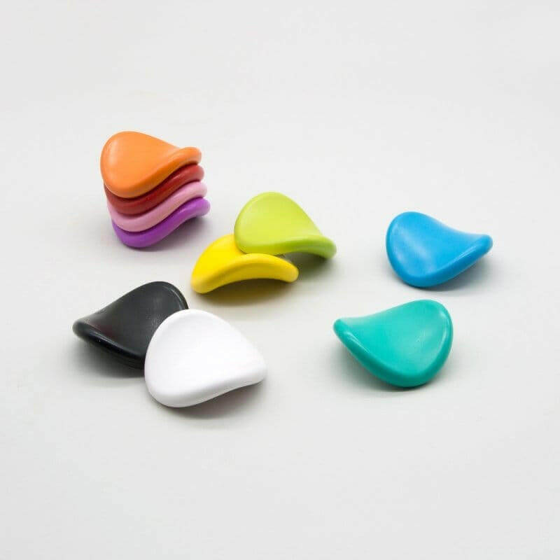 Jumbo grip crayons on white: orange and purple, lime, blue, black, white, and teal.
