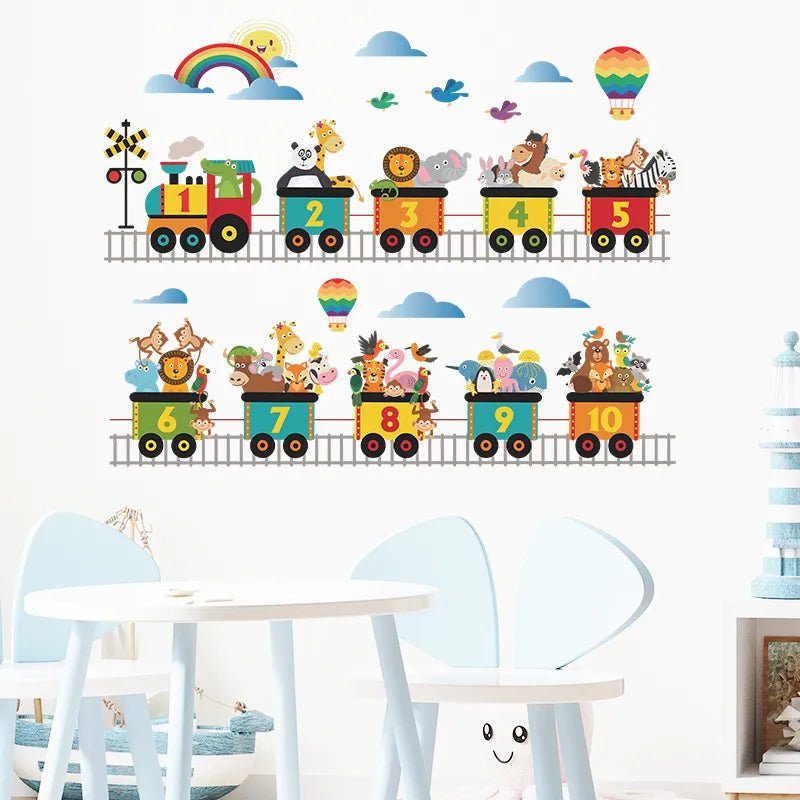 Kids Bedroom Nursery Animal Train Wall Stickers Decals Wall Art - Posters, Prints, & Visual Artwork by Kingsmile