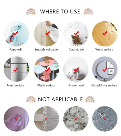 Wall sticker placement guide for paint wall, wallpaper, tile, wood, and metal surfaces