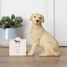 Beige Labrador dog ornament figurine with standing sentiment card