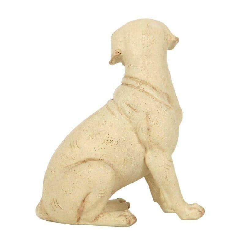 Beige Labrador dog ornament figurine, kneeling side view