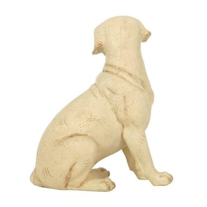 Beige Labrador dog ornament figurine, kneeling side view