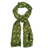 Ladies Womens Cat Print Scarf Large 6 Foot Warm Lightweight Shawl Wrap 5 Colours - Olive