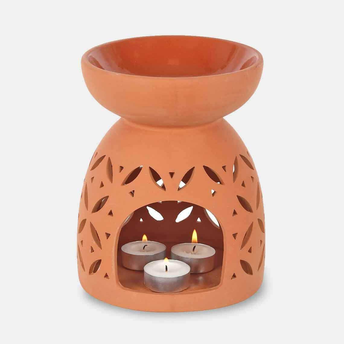 The Fashion Gift Shop: Large 20cm Terracotta Wax Melt Warmer - Oil Burner, Ideal For Outdoors by Jones Home & Gifts, Oil Burner & Wax Melters