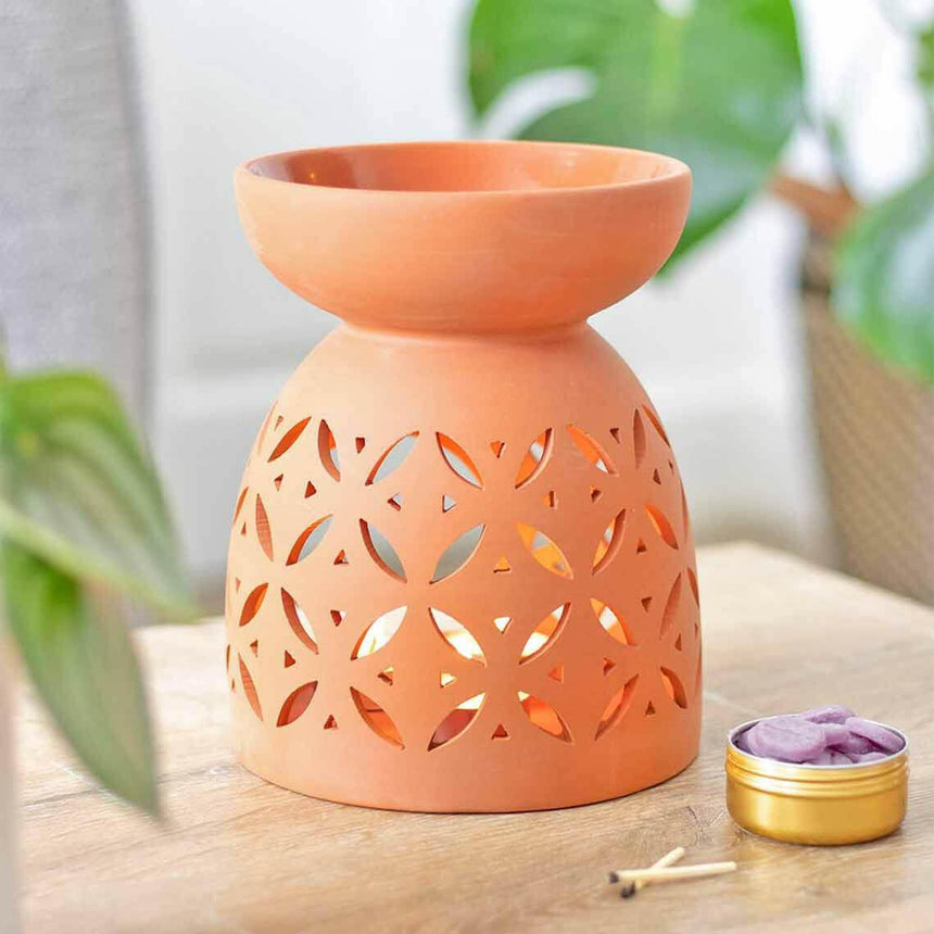 The Fashion Gift Shop: Large 20cm Terracotta Wax Melt Warmer - Oil Burner, Ideal For Outdoors by Jones Home & Gifts, Oil Burner & Wax Melters