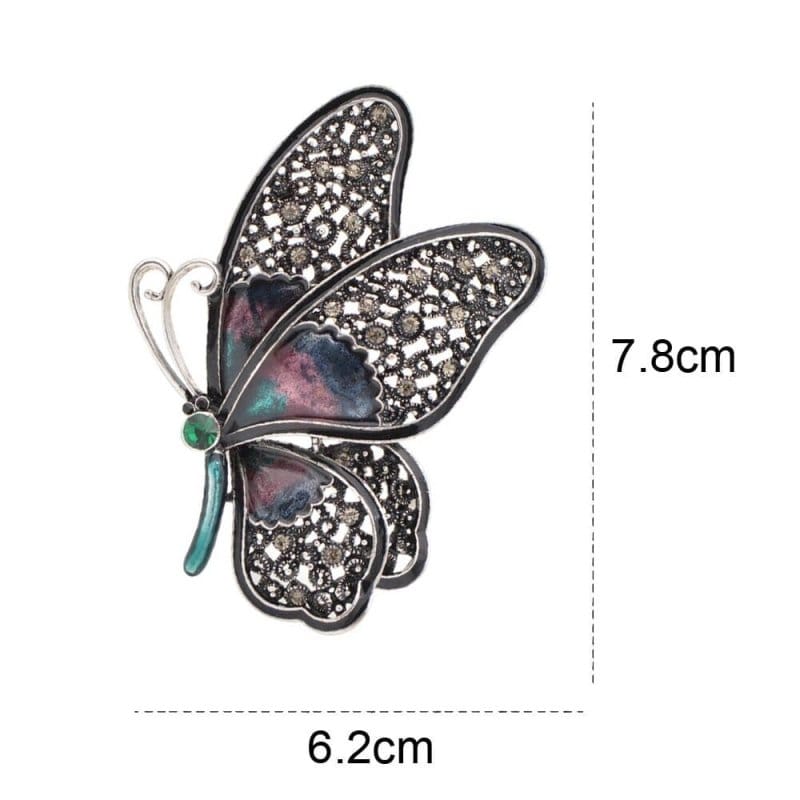 Large Butterfly Pin Brooches, 3 Colour, Rhinestone Detail - Brooches & Lapel Pins by Fashion Accessories