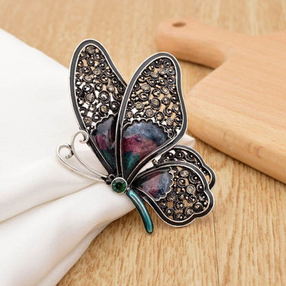 Large Butterfly Pin Brooches, 3 Colour, Rhinestone Detail - Brooches & Lapel Pins by Fashion Accessories