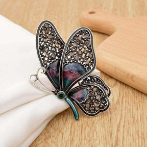 Large Butterfly Pin Brooches, 3 Colour, Rhinestone Detail by Fashion Accessories