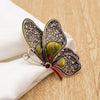 Large Butterfly Pin Brooches, 3 Colour, Rhinestone Detail - Green