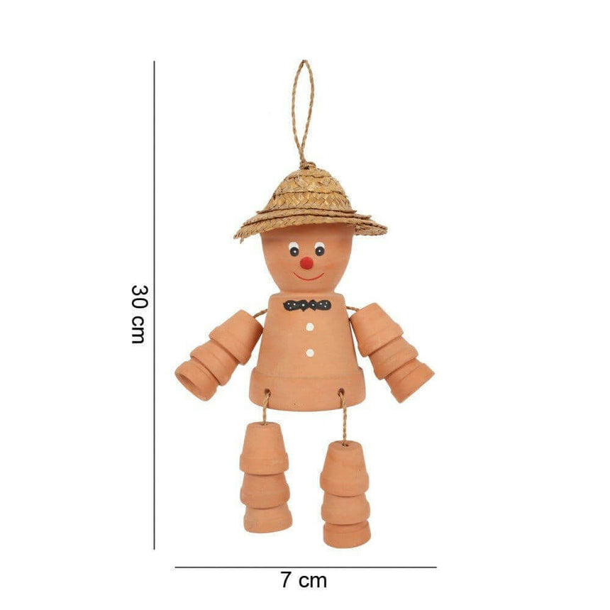 The Fashion Gift Shop: Terracotta Hanging Pot Man with Straw Hat, Garden Ornaments Decor by Jones Home & Gifts, Pots and Planters