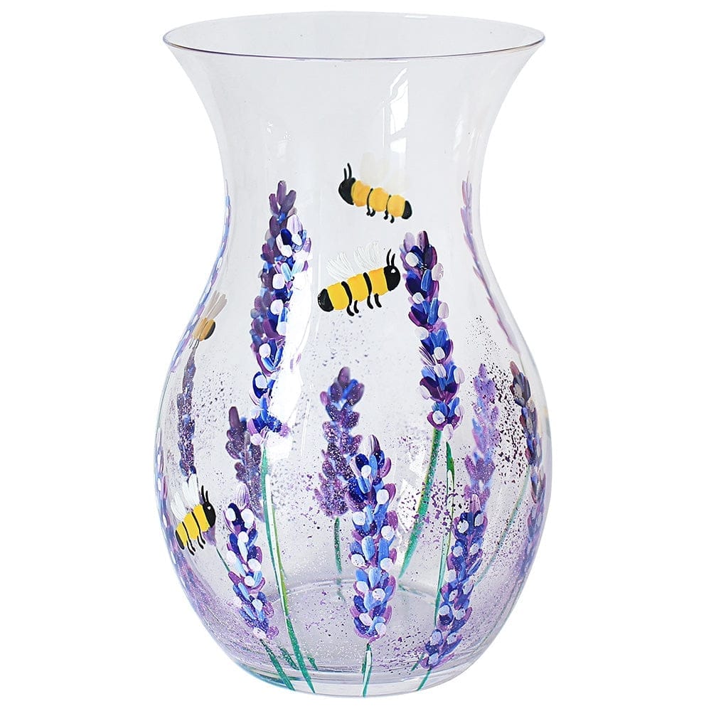 Lavender Flower Handpainted Glass Vase 18cm - VASES by Lesser and Pavey