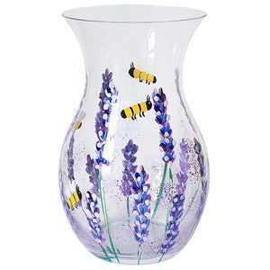 Lavender Flower Handpainted Glass Vase 18cm - VASES by Lesser and Pavey