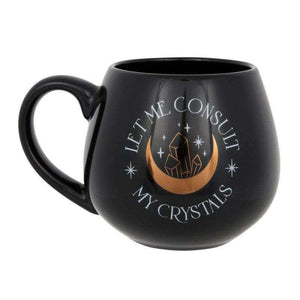 The Fashion Gift Shop: Let Me Consult My Crystals Rounded Mug Gold Crescent Moon by Jones Home & Gifts, Mugs and Cups