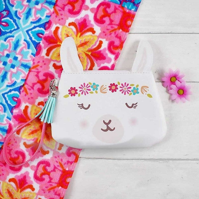 Llama Girls Colourful Purse with Charm Handle - Large Coin Purse by Jones Home & Gifts