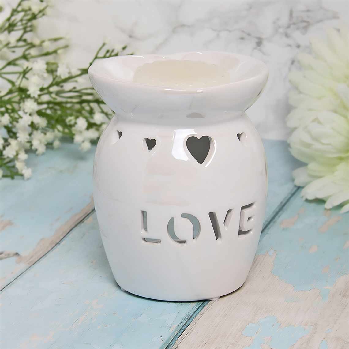 Love Wax Warmer, Oil Burner with Cut-Out Hearts - Oil Burner & Wax Melters by escential Living
