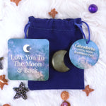 Love You to the Moon Labradorite Crystal Moon in a Bag - Lucky Crystals by Spirit of equinox