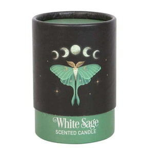 The Fashion Gift Shop: Luna Moth White Sage Candle with Box by The Dark Forest, Candles