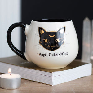Magic, Coffee & Cats Mystic Cat Rounded Mug 500ml - Mugs and Cups by Spirit of equinox