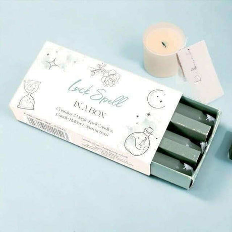 The Fashion Gift Shop: Magic Luck Spell in a Box With Holder Complete Set 3 Green Candles by Spirit of equinox, Candles
