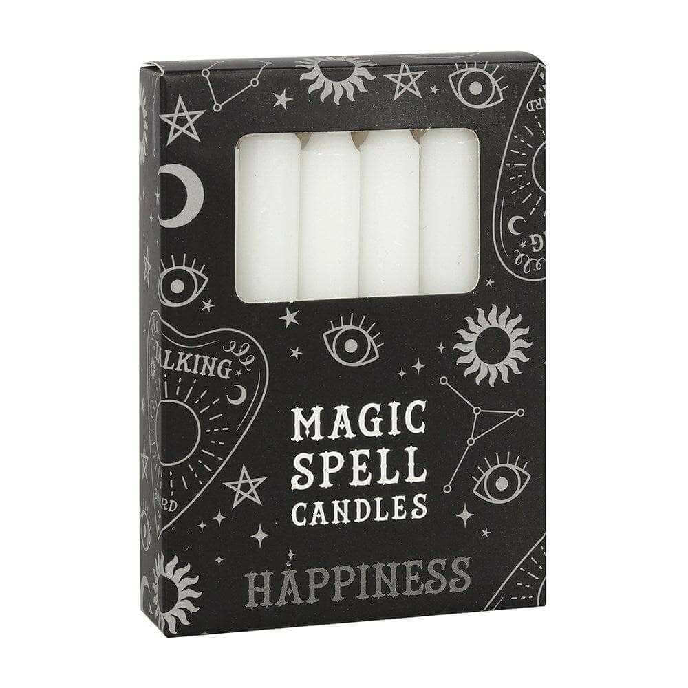Magic spell candles gift box with four white pillar candles