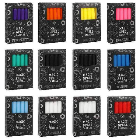 The Fashion Gift Shop: Casting Spell Candles Box of 12 for Manifesting Solid Colours by Spirit of equinox, Candles