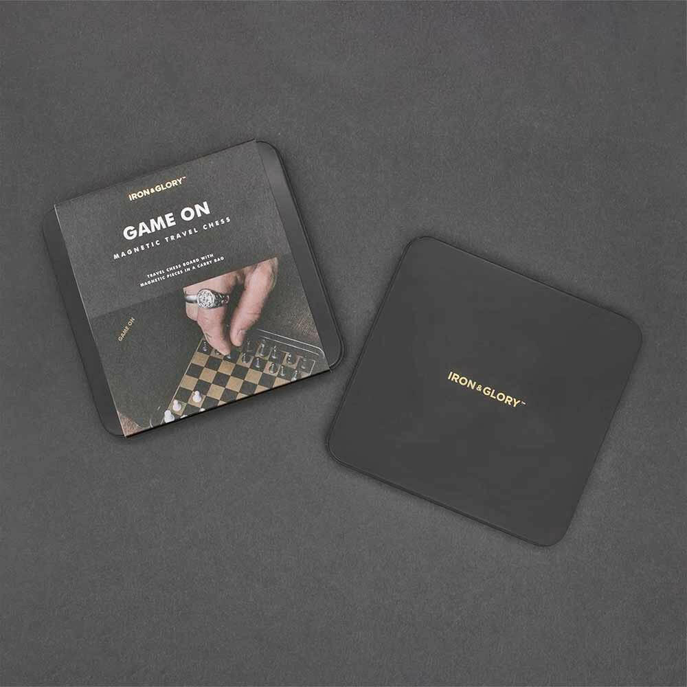 Magnetic travel chess set with two closed black cases