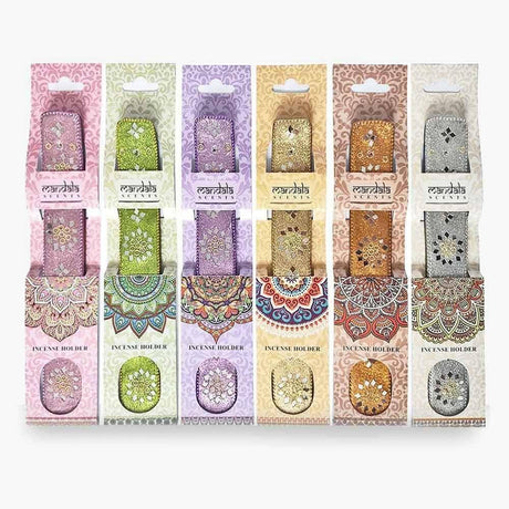 The Fashion Gift Shop: Beautiful incense holder with a sparkling design, 6 assorted colour by Mandala, Incense Holders
