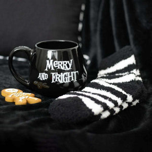 The Fashion Gift Shop: Merry and Fright Black Mug and Stripy Socks Gift Set by Spirit of equinox, Mugs and Cups