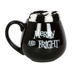 The Fashion Gift Shop: Merry and Fright Black Mug and Stripy Socks Gift Set by Spirit of equinox, Mugs and Cups