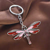 Metal Dragonfly Keyring Jewelled Shiny Keychain Insect Bag Charm Xmas Gift - Pink