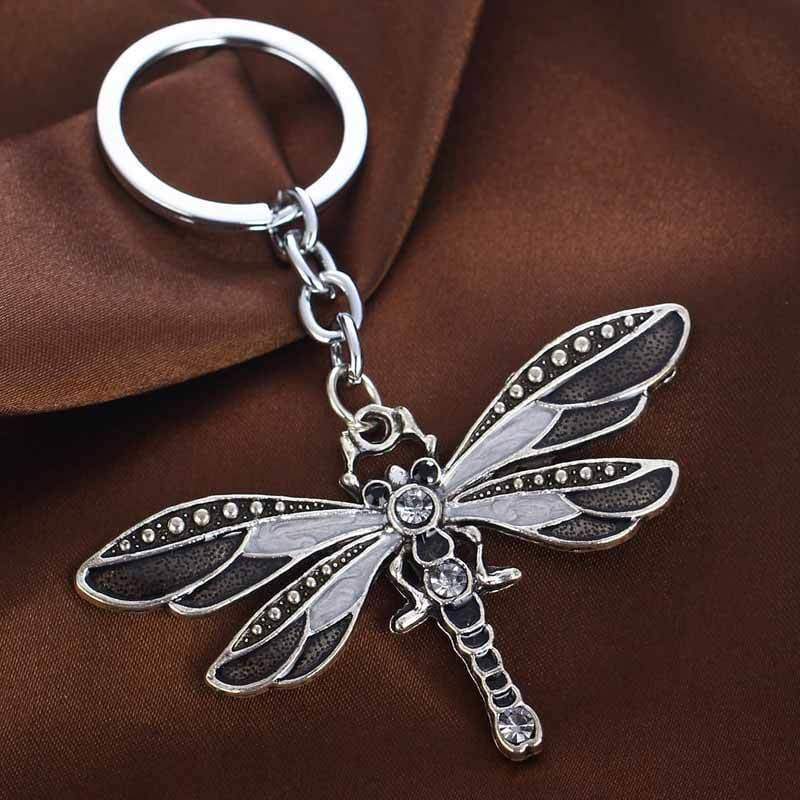 Metal Dragonfly Keyring Jewelled Shiny Keychain Insect Bag Charm Xmas Gift - Bag Charms & Keyrings by Fashion Accessories