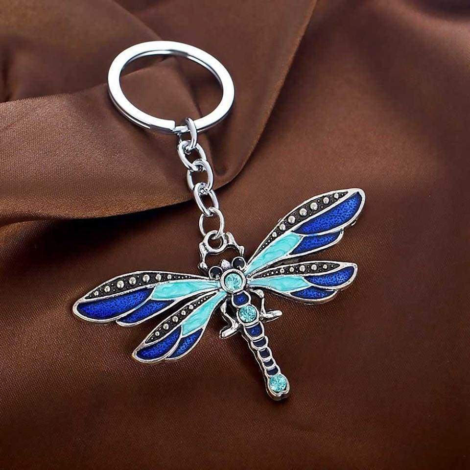 Metal Dragonfly Keyring Jewelled Shiny Keychain Insect Bag Charm Xmas Gift - Bag Charms & Keyrings by Fashion Accessories