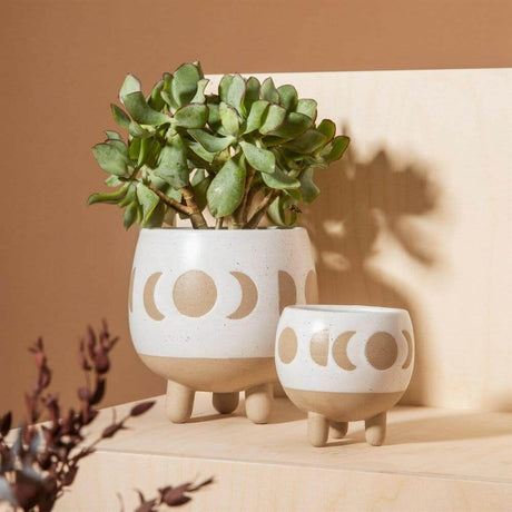 The Fashion Gift Shop: Moon Phases Small Planter White Small Housing Plant Holder by Sass and Belle, Pots and Planters