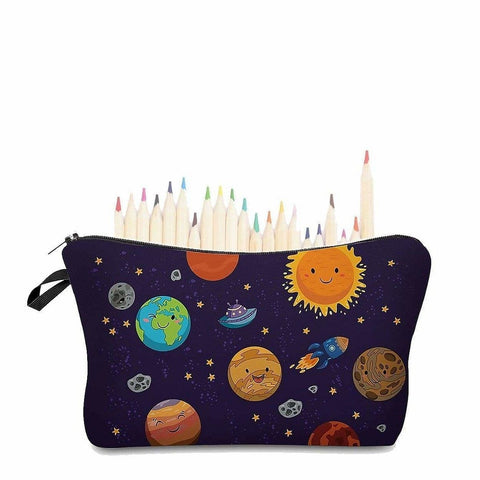 Moons Space Rocket Cosmetic Bag College Bag Pencil Case - Cosmetic Bags by Fashion Accessories