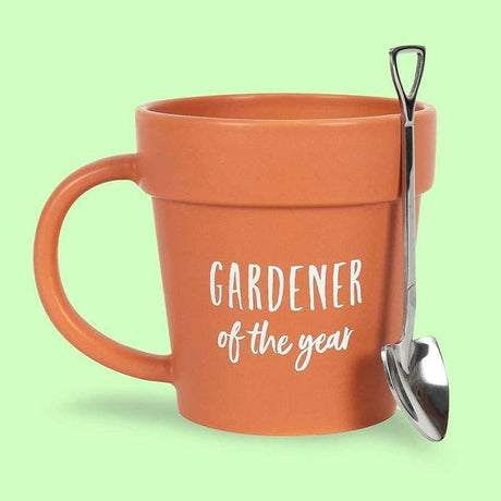 The Fashion Gift Shop: Gardener Of The Year Novelty Mug and Shovel Spoon Gift Set by Jones Home & Gifts, Mugs and Cups