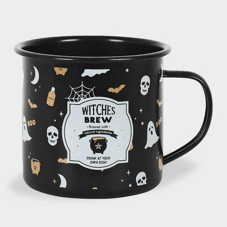 The Fashion Gift Shop: Halloween Enamel Mugs - Witches - Pumpkins - Ghost and Ghouls, Hot Cocoa Mug by Jones Home & Gifts, Mugs and Cups