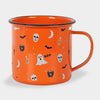Halloween Enamel Mugs - Witches - Pumpkins - Ghost and Ghouls - Orange Ghosts & Bats