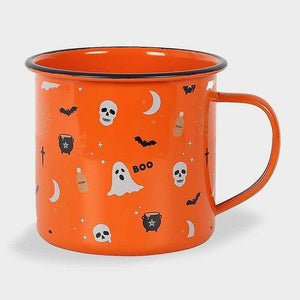 The Fashion Gift Shop: Halloween Enamel Mugs - Witches - Pumpkins - Ghost and Ghouls, Hot Cocoa Mug by Jones Home & Gifts, Mugs and Cups