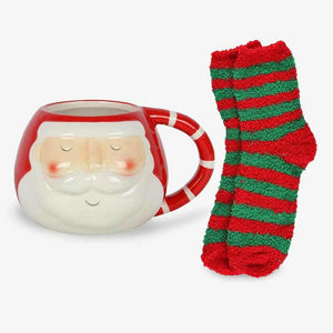 The Fashion Gift Shop: Festive Santa Mug & Cosy Sock Gift Set by Jones Home & Gifts, Mugs and Cups