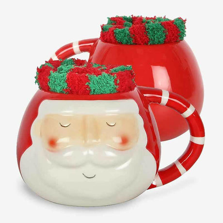 The Fashion Gift Shop: Festive Santa Mug & Cosy Sock Gift Set by Jones Home & Gifts, Mugs and Cups
