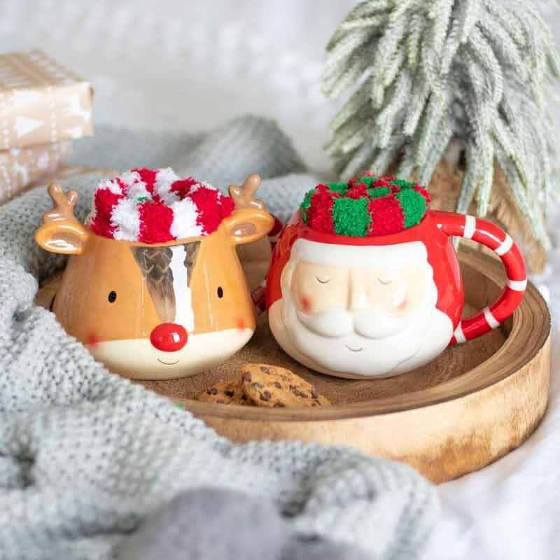 Festive Santa Mug & Cosy Sock Gift Set by Jones Home & Gifts
