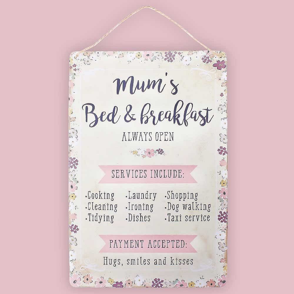 Mum's Bed & Breakfast Sign - Hanging Decoration by Jones Home & Gifts