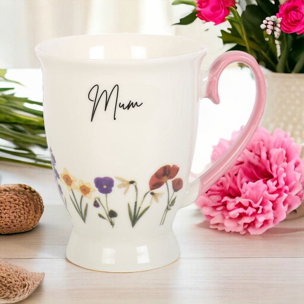 Mum's Wildflower Pedestal Mug, Mothers Day Gifts - Mugs and Cups by Jones Home & Gifts