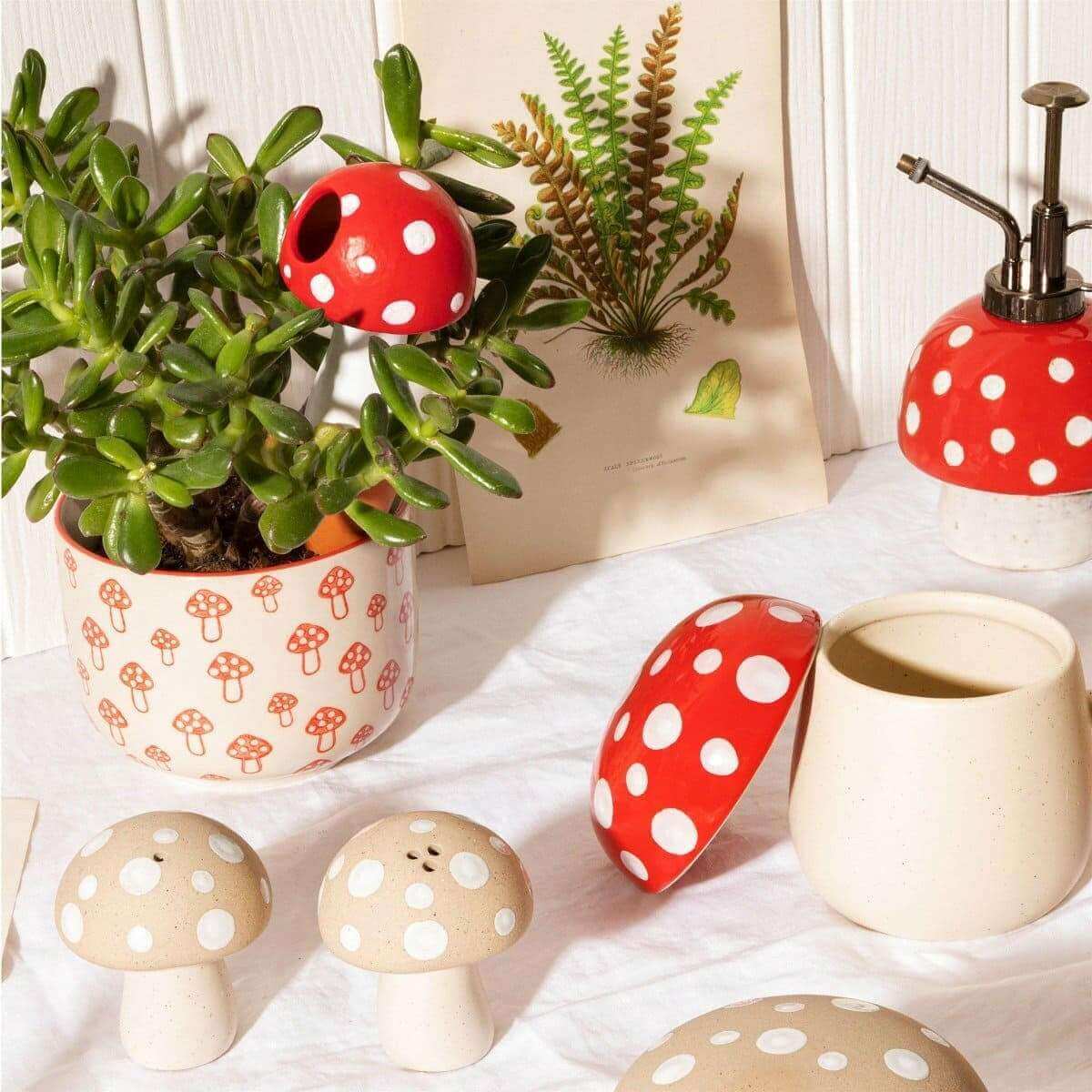 Mushroom Shaped Terracotta Watering Spike Red by Sass and Belle