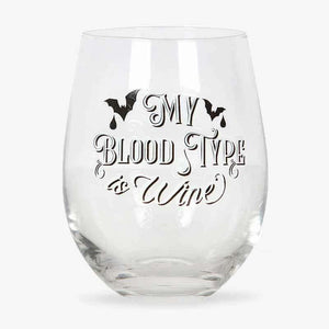 The Fashion Gift Shop: My Blood Type is Wine, Stemless Novelty Fun Wine Gin Cocktail Glasses by Jones Home & Gifts, Stemless Wine Glass