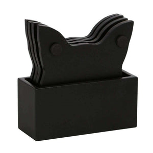 Mystic Mog Cat Face Crescent Moon Coaster Set of 4 - The Fashion Gift Shop Tea Coasters