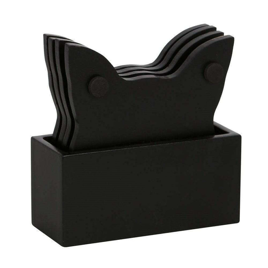 Mystic Mog Cat Face Crescent Moon Coaster Set of 4 - The Fashion Gift Shop Tea Coasters