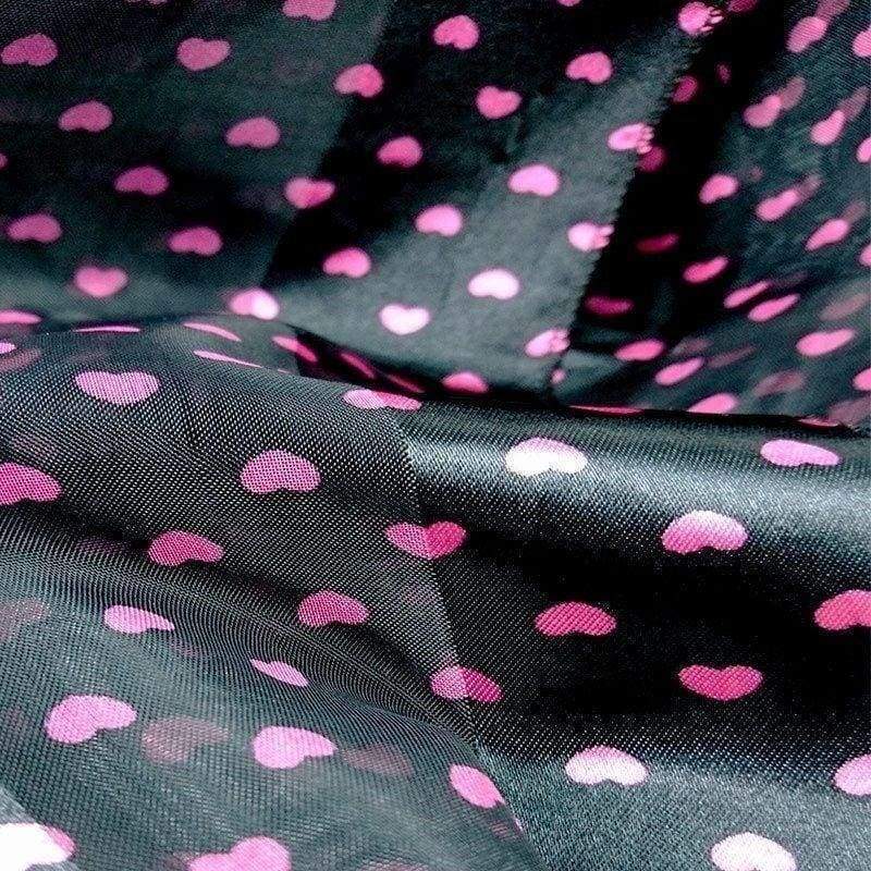 New Black Pink Love Heart Print Womens Soft Silk Feel Scarf - Fashion Scarves by Fashion Scarves